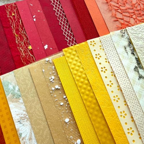 30 Sheets A5 Warm Assorted Textured Scrapbook Paper & Mesh Fabric