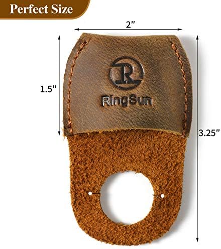 Ringsun Thumb Guard Wood Carving Tools, Leather Finger Protector, Handmade Carpenter Working Carving Kit Accessories Brown RS40