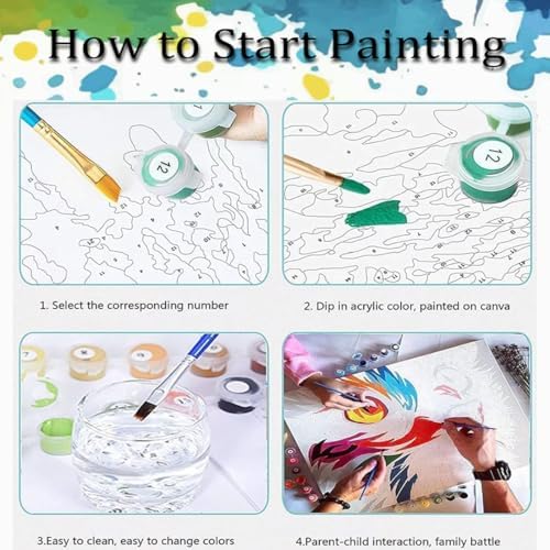 Witch Paint by Numbers Kit for Adults Beginner with Framed 10x12 Inch