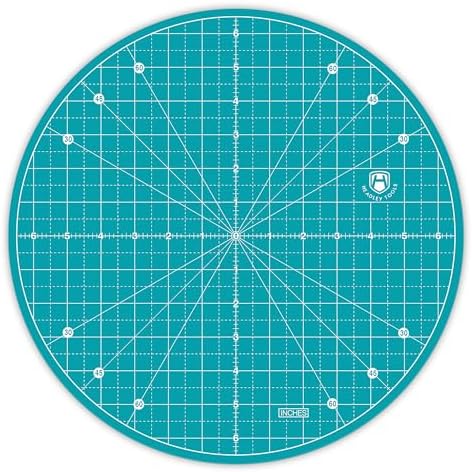 Headley Tools 13"x13" Round Rotating Cutting Mat, Self Healing Mat with 360-Degree Rotation & Anti-Slip Base, Sewing Board Cutting Mat Perfect for Fabric Quilting Leather Hobby Project, Turquoise
