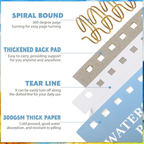 Watercolor Paper Pad 7x10 in, 35 Sheets, 140 Lb Cold Press, Spiral