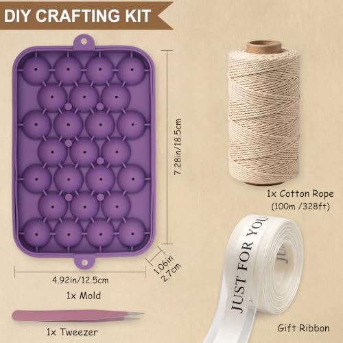 Silicone Grape Soap Mold Kit for DIY Soap Making, with Tool (Cotton Rope, Bow Ribbons, Tweezers), Reusable Soap Making Supplies for Crafts, Gifts & Beginners