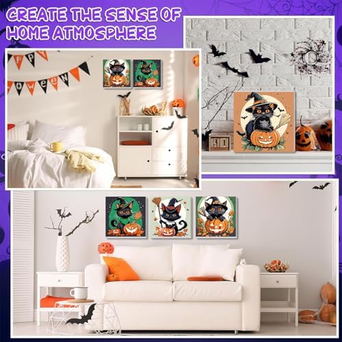 4 Pack Halloween Paint by Number for Kids with Wooden Frame - Wooden Easel