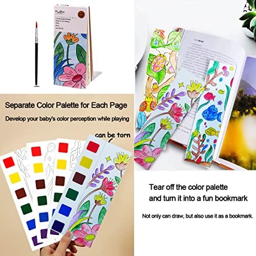 JUNQIU Watercolor Coloring Books for Kids Ages 4-8, Pocket Watercolor Painting Book for Toddlers, Easter Basket Stuffers For Girls Boys, Stocking Stuffers For Kids