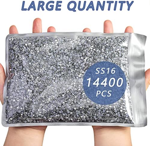 Beadsland Hotfix Rhinestones Bulk, Crystal, SS16, 14400pcs