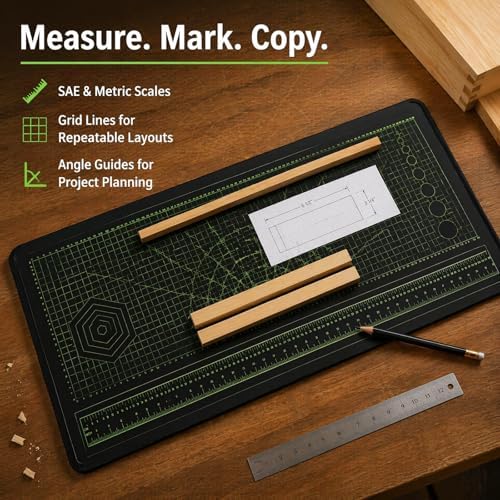 43x16 Inch Durable Workbench Mat, Foldable Rubber Pad with SAE & Metric Measuring Scales, Lightweight Portable Mat with Carry Bag for DIY, Carpentry & Repair Projects (Version 2)