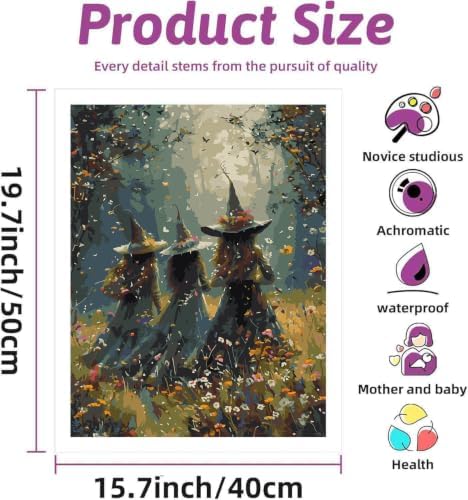 DYAIYYMQ Witch Paint by Numbers Kit for Adults Beginners 19.6X15.7 inch