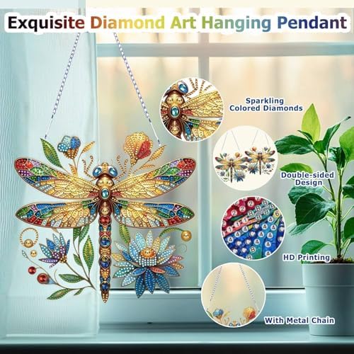Koikify Dragonfly Diamond Art Hanging Ornament Kit for Adults