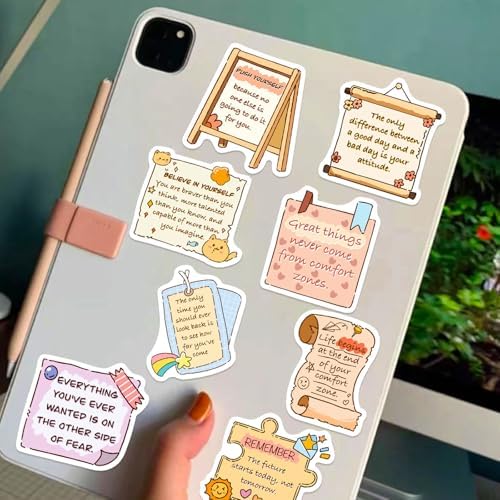 DothRayan Positive Affirmation Stickers, 100PCS Mental Health Inspirational Motivational Encouraging Self Love Care Quote Sticker Pack for Laptops Water Bottles Planners Decals Students Teens Adults