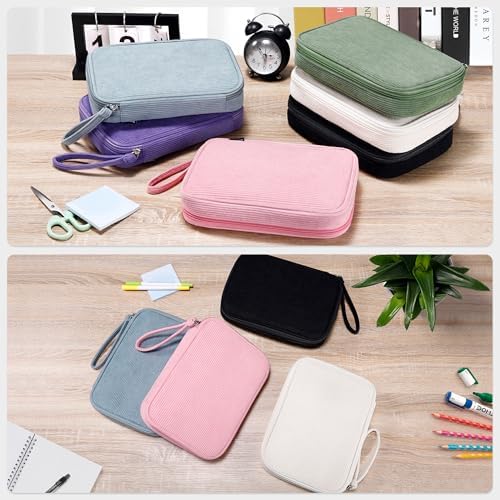 Zannaki Large Capacity Pencil Pouch Organizer | Soft Corduroy Pencil Box for Girls Boys Teens | Cute Big Pen Bag with Multiple Zipper Pockets - Pencil Case Storage for Art Supplies & Stationery-Black