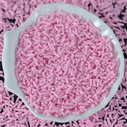 LIKETURE Fake Sprinkles 110g Non-edible Polymer Clay Sprinkles Faux Sprinkle Plastic Sprinkles for Craft Sprinkles Decoration for Resin Filler Slime Add ins Slime Mixed in Shaker Card (Pink)