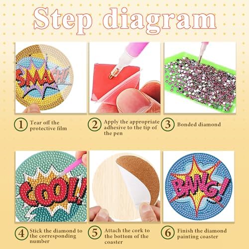 DOTSOPS 6 Pack Small Diamond Art Coasters Kits with Holder for Adults 4 in