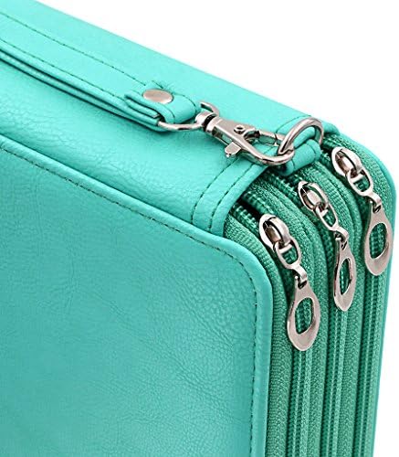 BTSKY Deluxe PU Leather Pencil Case For Colored Pencils - 120 Slot, Green