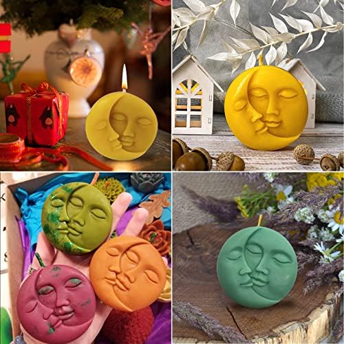 Newmemo Sun & Moon Silicone Soap Molds Crescent Moon Face Silicone Soap Mold Craft Art Molds for Homemade Lotion Bar, Bath Bombs Polymer Clay DIY Candle Resin Making Wax Candy Chocolate (1)