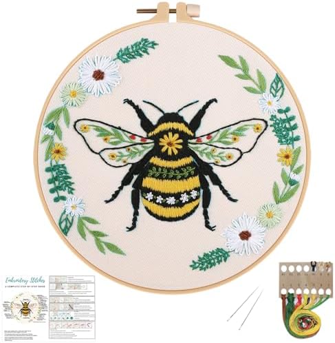 Louise Maelys Bee Embroidery Kit for Beginners Cross Stitch Kit for Adults