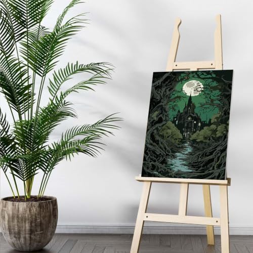 Auremi Halloween Framed Paint by Number for Adults,DIY Gothic Painting by Number Kits on Canvas Acrylic Oil Painting Kits for Adults Paint by Number Kits for Home Decor 20x30cm