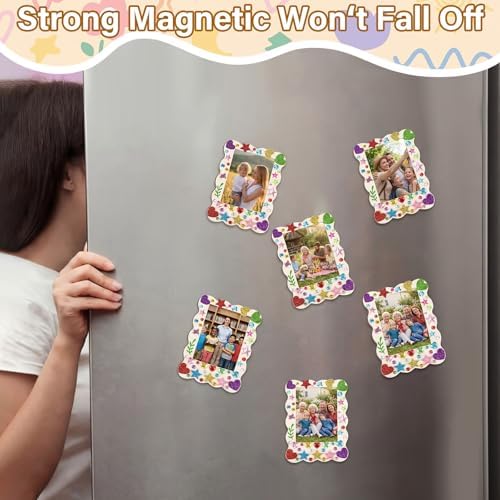 Yalikop 12 Pack Mini Picture Frame Crafts Wooden Magnetic Photo Frame, Wavy