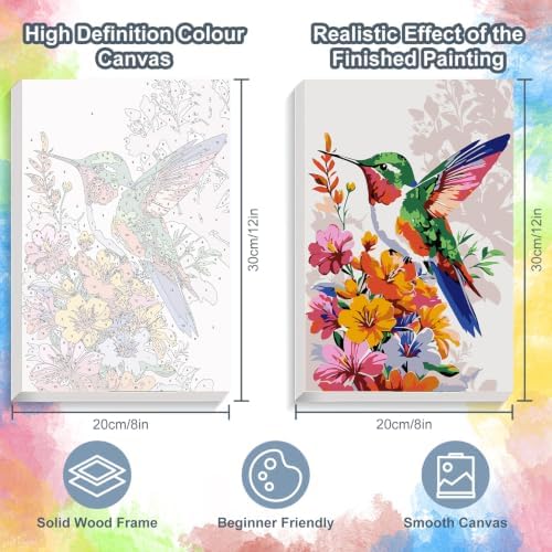 Hummingbird Framed Paint by Numbers Kit for Adults Beginner 8x12 inch