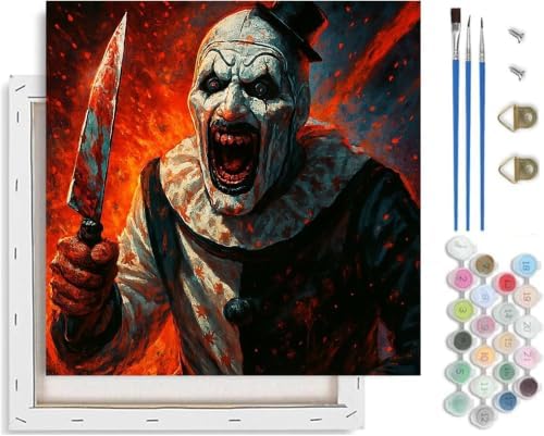 Horror Paint by Numbers Kit for Adults Beginner with Framed 10x10 Inch