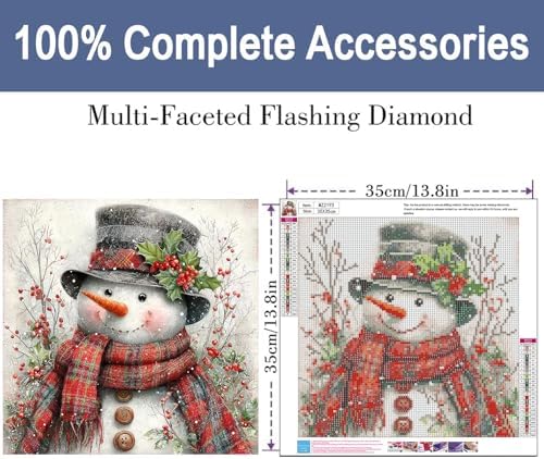 ijbnhd Christmas Snowman Diamond Art Kits for Adults Christmas 14X 14 Inch