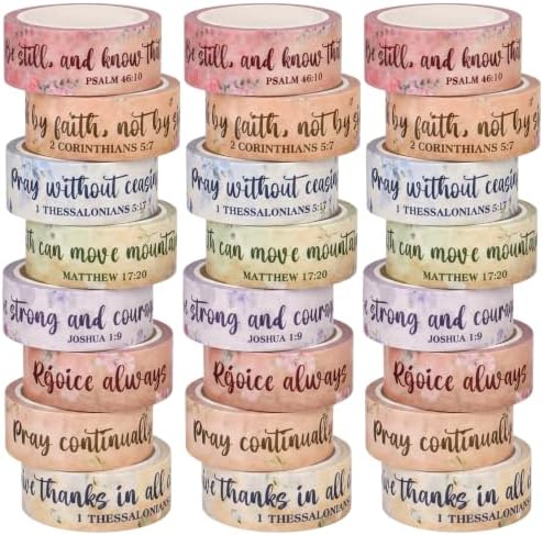 24 Rolls Christian Washi Tape Gifts for Bible Journaling, Retro