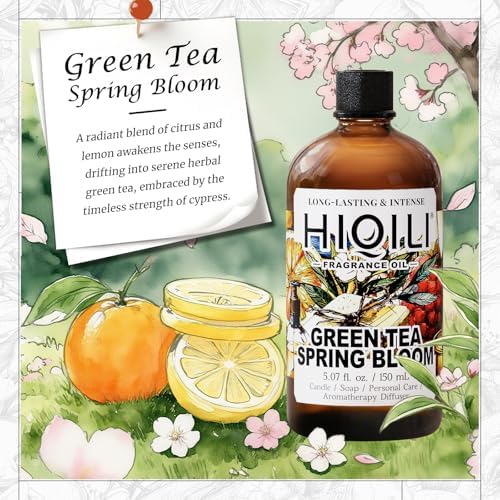 HIQILI Green Tea Spring Bloom Fragrance Oil for Diffuser, Candle & Soap