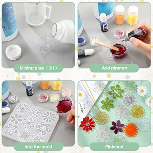 Patelai 4 Pcs Resin Earring Molds for Jewelry Making Kit,Flower Leaf