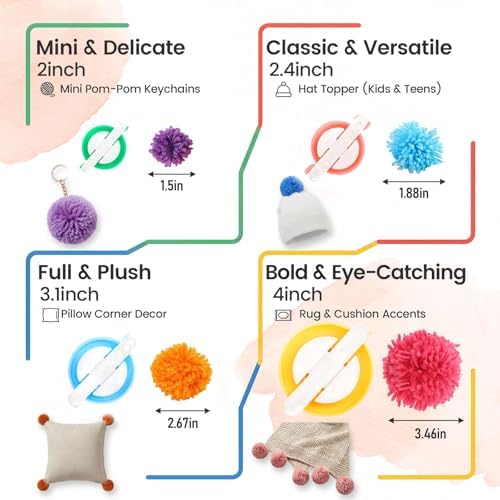 VGOODALL Round Knitting Looms Set, Set of 18PCS Supplies with Hook Needle, Pompom Maker and Yarn, for Knitting Beginners
