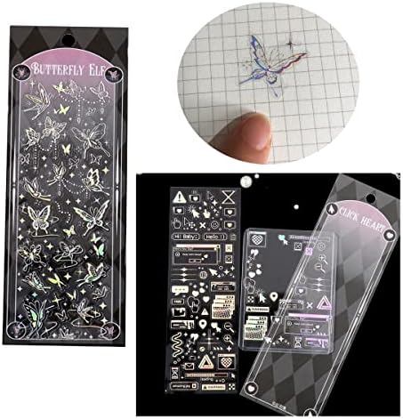 8Pack Holographic Glitter Sticker Material Set 3D Shape Frame Stickers for Scrapbooking Decorative Decals Paper Planner Bullet Junk Journal Supplies for Album Notebook DIY Art Craft