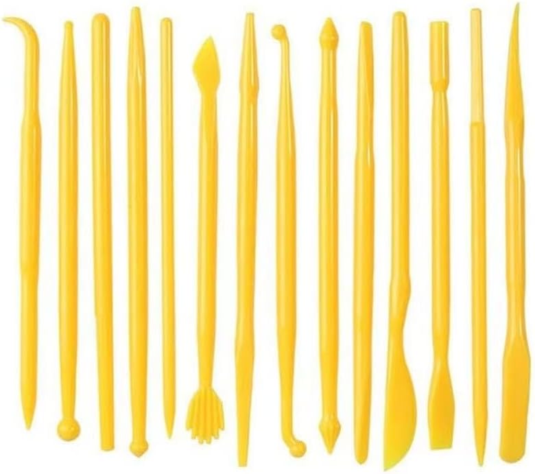 22Pcs Clay Modeling Tool Set, Dual-Ended Plastic Clay Sculpting Tools with Yellow Handles, Multi-Shape Polymer Clay Carving Knives for Pottery, Ceramic & DIY Crafts