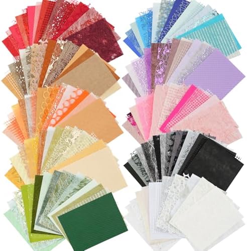 160 Sheets Textured Scrapbook Paper and Mesh Fabric Assorted Set