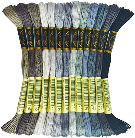 13SKEINS Embroidery Floss - Cross Stitch Threads - Friendship Bracelets Floss - Crafts Floss, Beaver Gray Gradient
