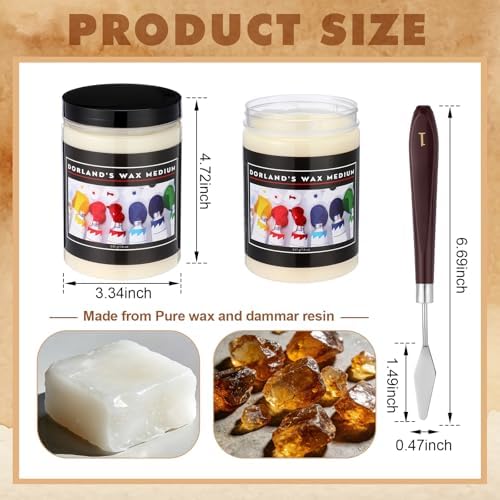 Conelist 1 Set Oil Painting Waterproof and Dustproof Wax Medium with Palette Knife Versatile Waterproof Protective Coat Wax and Dammar Resin Medium for Painting Sealing Finishing (16 oz)