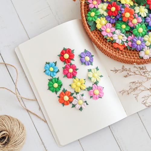 Handmade 100 Pcs Lovely Mulberry Paper Flowers 30x30mm Scrapbooking Wedding DIY Craft Supplies Card Paper Flowers Craft Projects Artificial Flowers. (.10 Colors..)