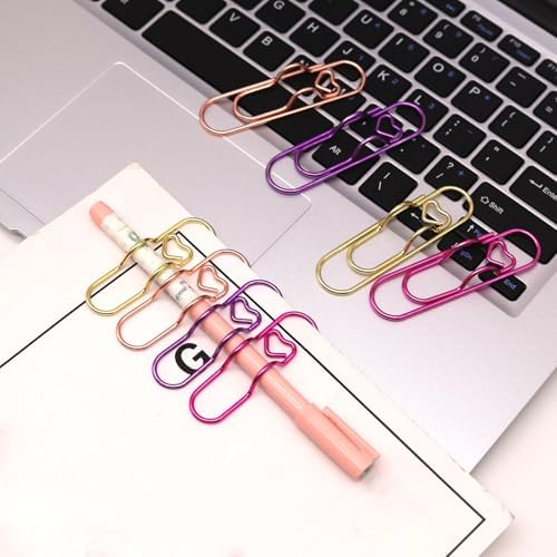 12 Pcs Cute Pen Holder Clips for Notebook, Paperclip Pen Holder