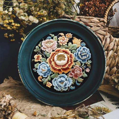 FONNUY Floral Embroidery Kit, Cross Stitch Kits for Beginners, Handmade Crafts with Printed Patterns for Beginner Adults, Easy to Follow Color Thread Needlework, 8'' Hoop (Petals Unfurling)