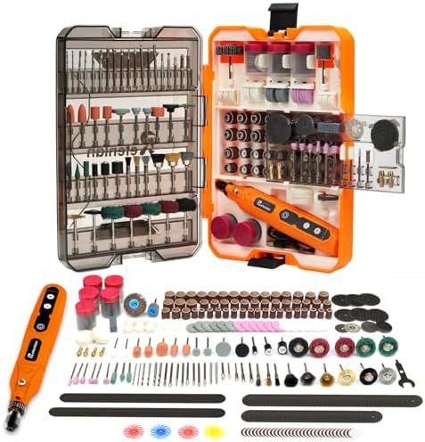 448PCS Rotary Tool Accessories Kit, 1/8" Universal Rotary Tool Bits, Includes 4V Cordless Rotary Tool (5 Speeds, 2000mAh) – Ideal for Sanding, Polishing, Engraving, Grinding