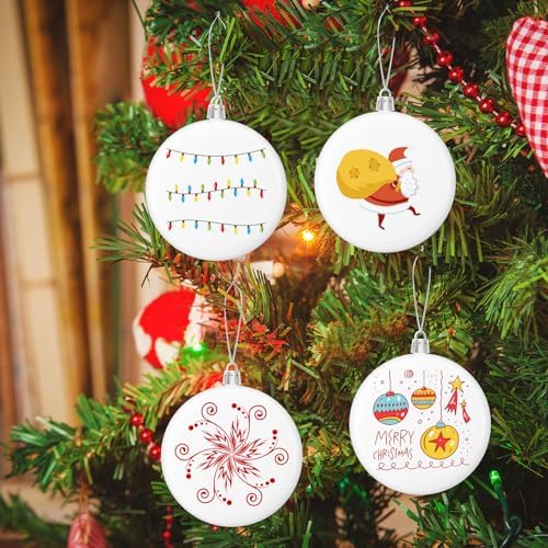 Zubebe 100 Pcs 4 Inch Christmas Blank White Ball Ornaments