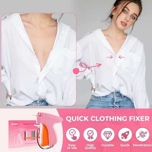 Stitch Gun for Clothes - Handheld Stitch Gun Quick Clothing Fixer - Tagging Gun - Includes 6 Needle, 1000 Black Fasteners & 1001 White Fasteners