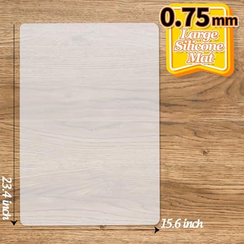 LEOBRO Large Silicone Mat, 23.4” x 15.6” Clear Silicone Mats for Crafts, Play Dough Mat, Desk Mat, for Resin Molds, Clay, Paint, Arts and Crafts, Medium Thickness 0.75 MM