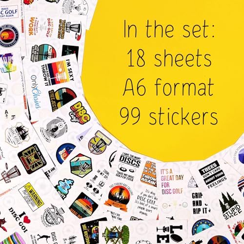 100Pcs Funny Disc Golf Stickers Decals for Water Bottles & Laptop - Disc Golf Party Supplies, Gifts for Women & Men