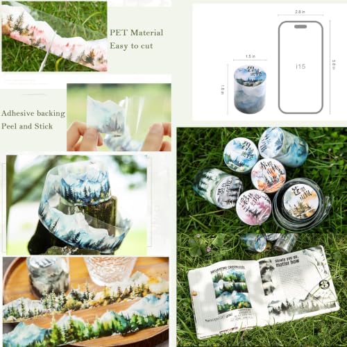 PET Tape Stickers for Journaling Supplies,Forest Stickers for Scrapbooking