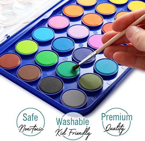 Watercolor Paint Set, 48 Colors of Premium Quality, Washable, Water color with Mixing Palette and 3 Paint Brushes for Adults, Kids, Beginners & Artists