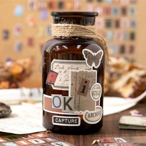 8 Sheets Pre-Cut Vintage Alphabet & Number Sticker Set, Retro Typography Letters for Scrapbook Journal Collage DIY Craft Decor