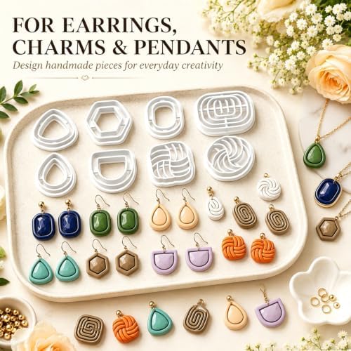 9Pcs Geometric Polymer Clay Cutters for Earrings Jewelry Making