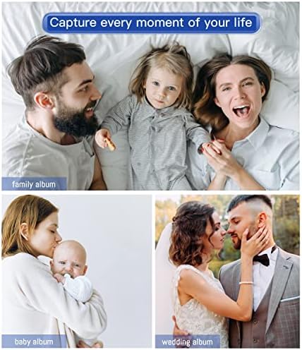 Popotop Photo Album Self Adhesive with Picture Display Window,40 Pages DIY Scrapbooking Supplies Kit for 4x6 8x10 Picture,Linen Cover Memory Book for Baby Wedding, with Scraper and Metallic Pen