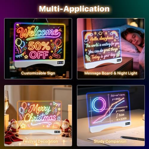 Rechargeable LED Glow Drawing Board, 9 Colors 6 Light Modes Scratch Proof Dry Erase Art Set with Stand, 12 Markers & Sketch Book, Birthday Gift for Toddlers Kids Ages 3+