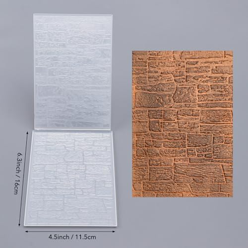 BAOFALI 3D Embossing Folder for Card Making,Stone Wall Texture Plastic Texture Fades Embossing Folder Template for Scrapbooking Cardstock Album DIY Decoration Paper Crafting 6.3x4.5inch
