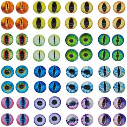 Julie Wang 6MM 100PCS Mixed Dragon Eyes Flatback Glass Cabochon Dome for Artworks Making Craft Jewelry DIY Tiny Size about 0.24inches