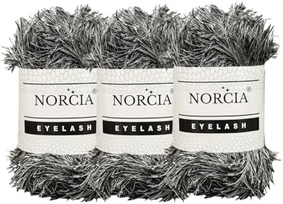 Eyelash Yarn Fun Fur Yarn(3 * 100g-3.5oz) (3 * 153yds-140mt) Fuzzy Premium Soft Crochet DIY Hand Knitting 100% Polyester